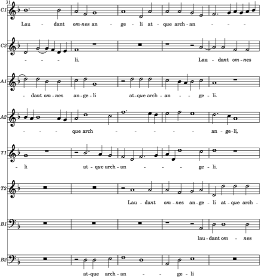 Te Sanctum Dominum bars 31-35